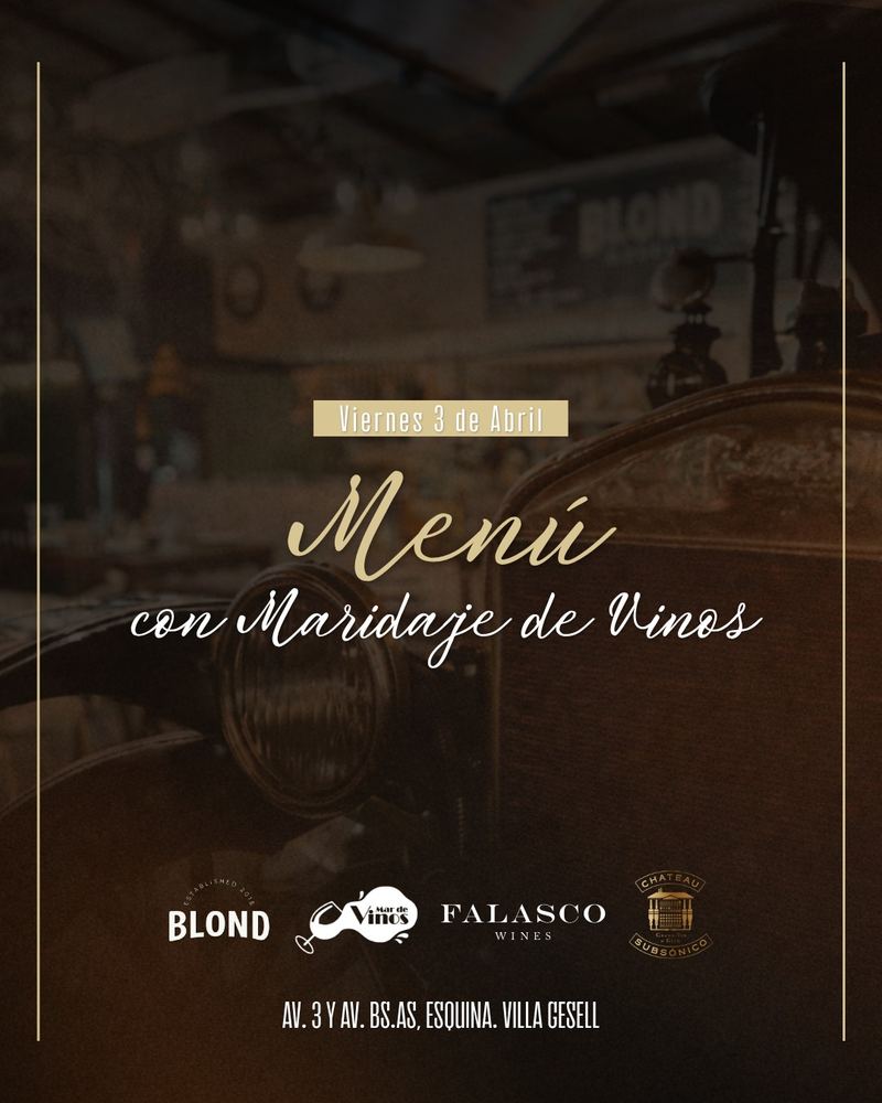 Afiche del Menú con Maridaje de Vinos en BLOND